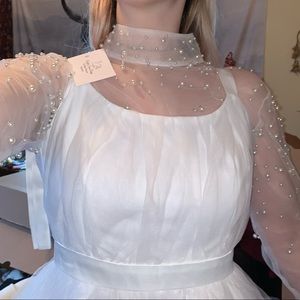 Wedding dress topper - bolero - jacket - pearls - sleeves - NWT - cover up